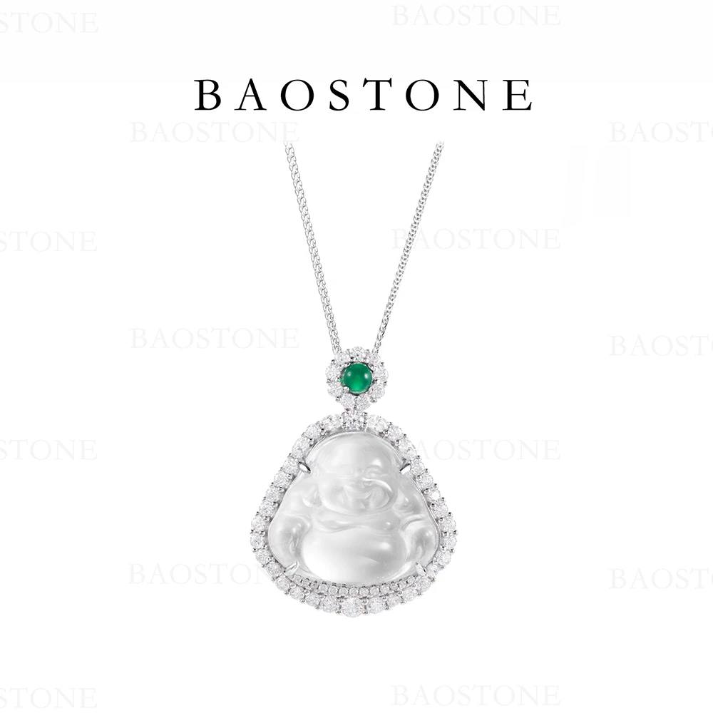 BAOSTONE 坠链均925银合成锆石 【佛公吊坠】佛公古法镶嵌L-T246