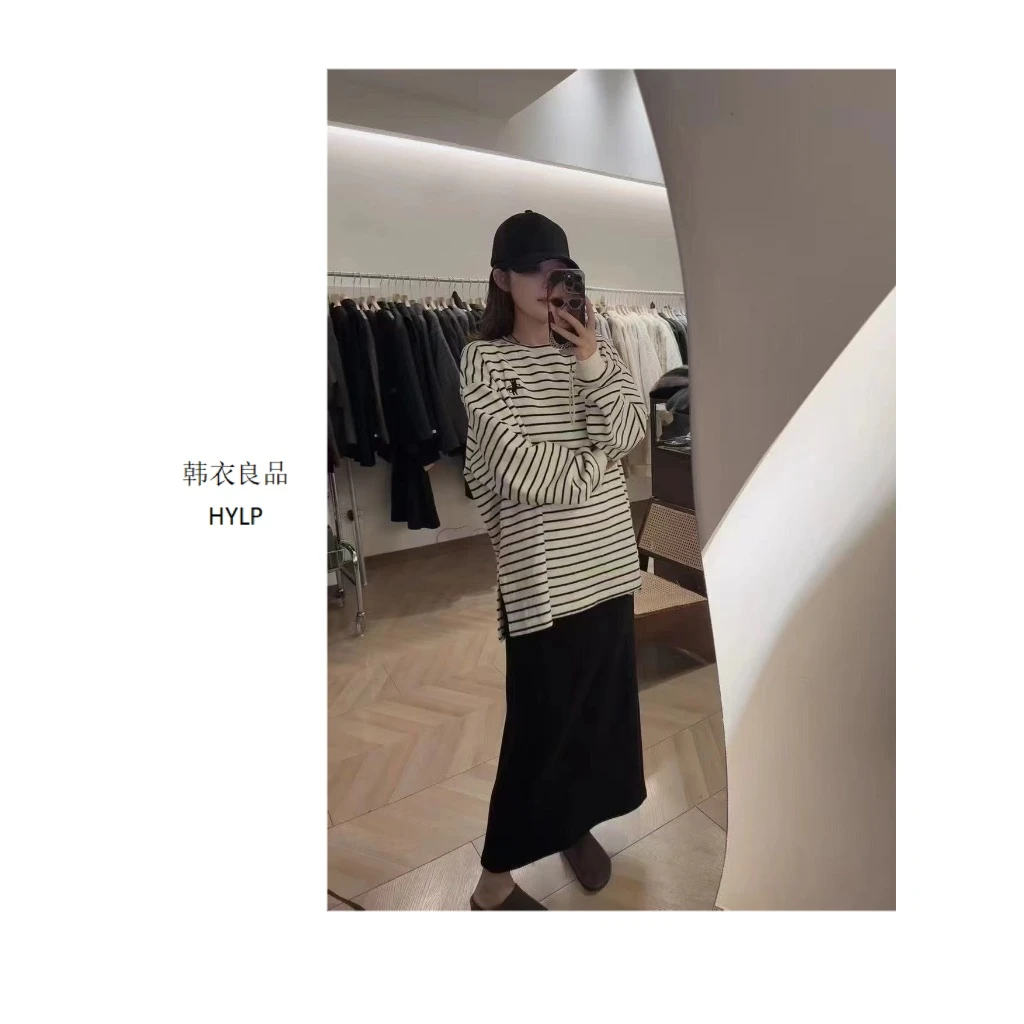 【厚条纹】休闲圆领条纹T恤