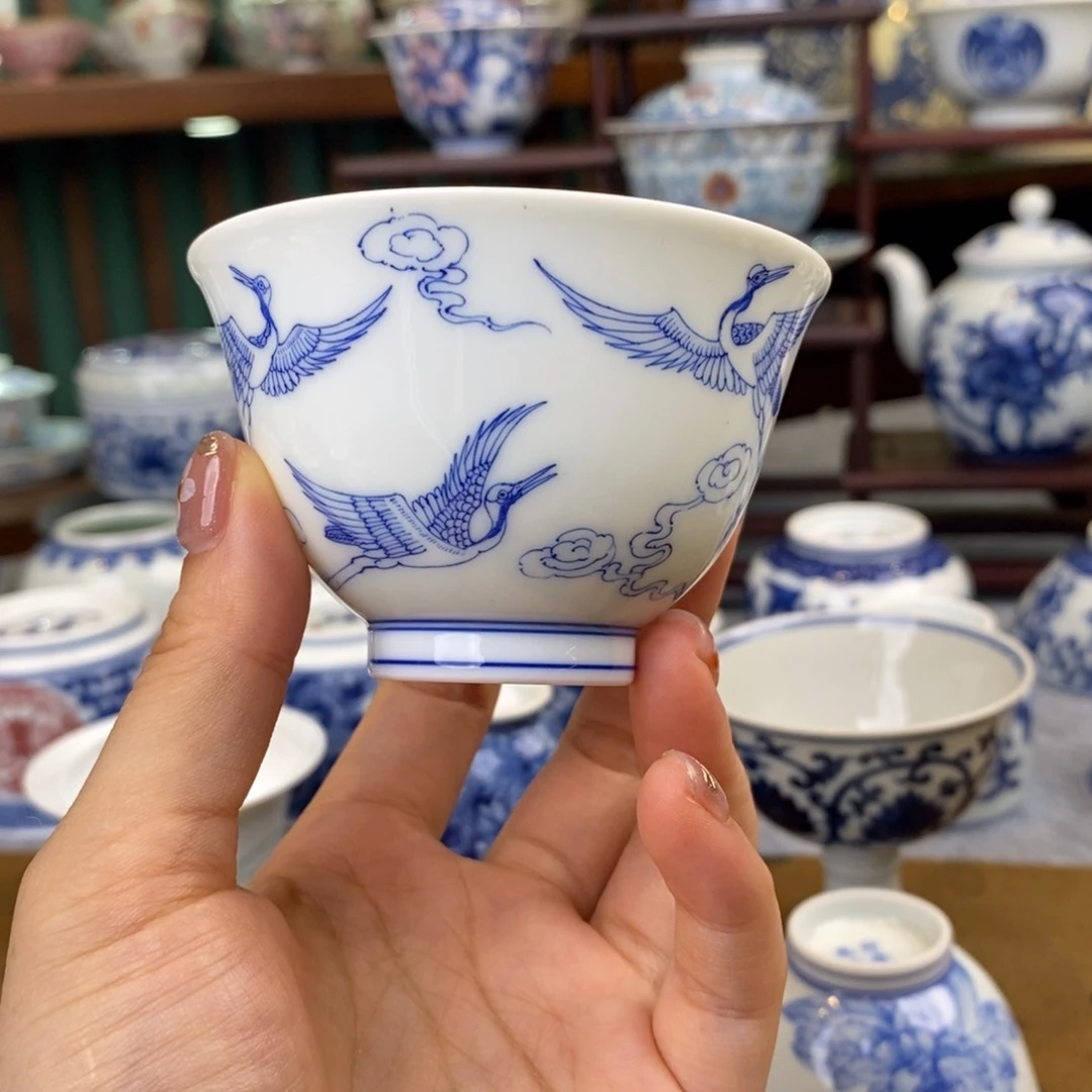 手工陶瓷仙鹤杯柴