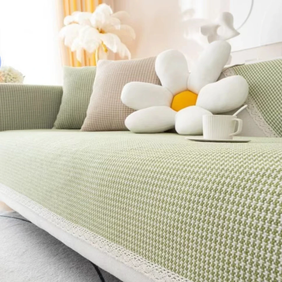 小清新棉麻沙发垫防滑通用粗布凉席盖巾盖布巾靠背扶手巾全盖