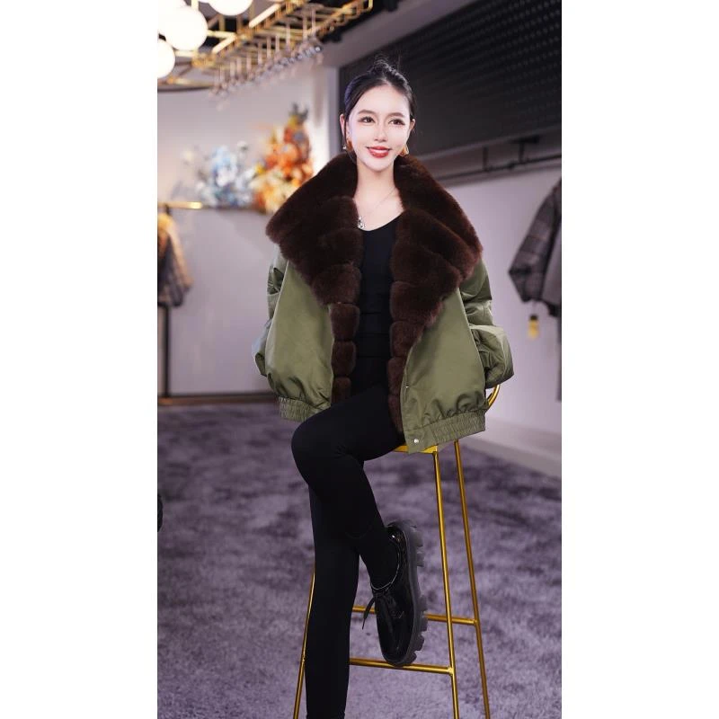 《邢邢高定专属》鹅绒服配狐狸毛女外套99773-1现
