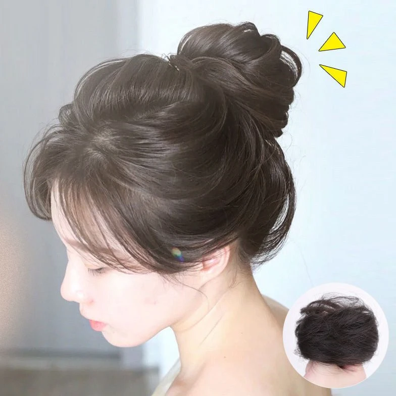 仿真发假发包新年女丸子头懒人神器花苞头盘发器头饰品蓬松头花仿