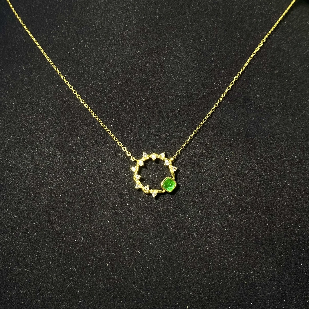 18k金时尚祖母绿锁骨链00043735