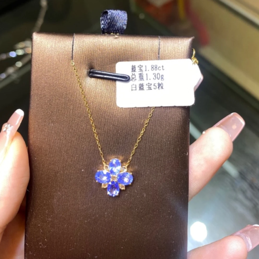 18k金镶嵌蓝宝石项链套链