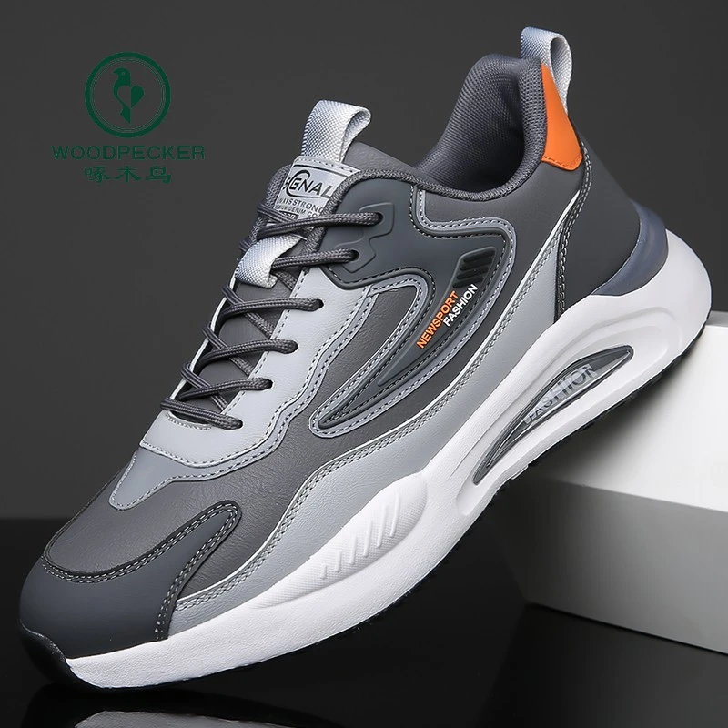 啄木鸟男鞋运动鞋秋冬新款男士皮面保暖鞋轻便休闲跑步鞋男款爸爸