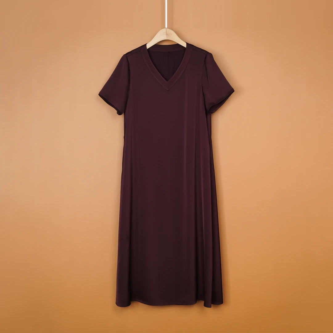 丝意阁原创【时光如歌】轻奢高端连衣裙清爽舒适透气V领裙子E6557