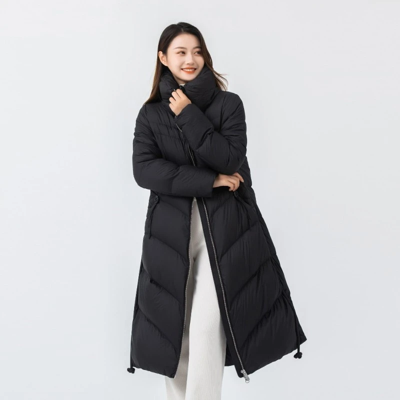 DG7106-1 冬季新款韩版立领长款羽绒服女士保暖过膝款外套