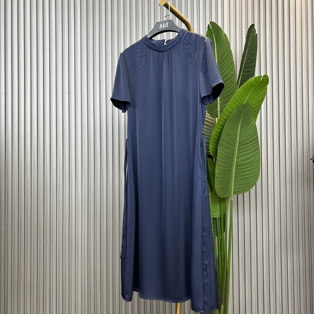 丝意阁原创【水秀山明】夏天刺绣连衣裙垂感亲肤女装裙子E6107-2