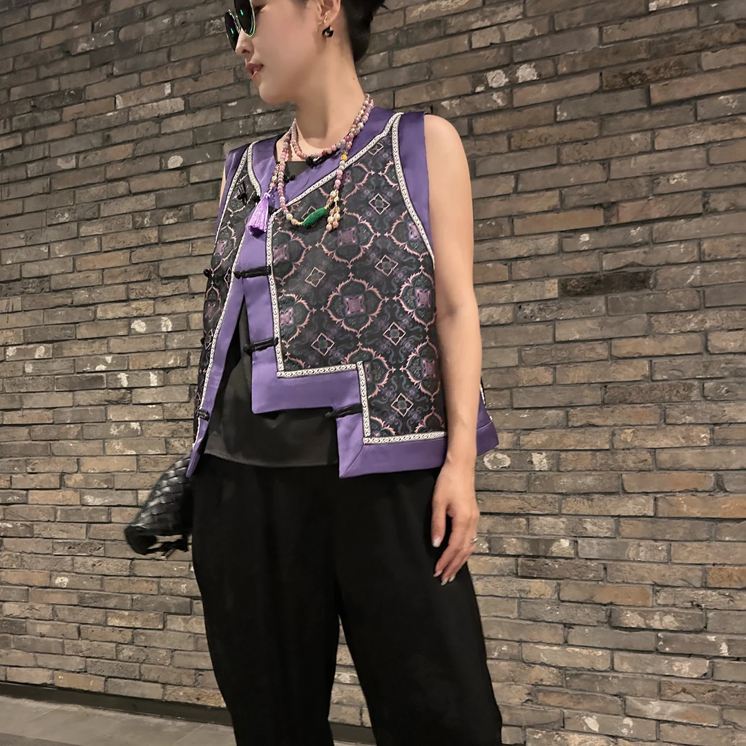 FF 9516｛彩麟•宝相｝新中式重工织锦提花盘扣百搭显瘦国风马甲COLA