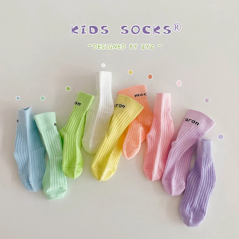 【网眼棉袜】5双儿童袜子棉袜马卡龙糖果色运动袜男童女童夏季