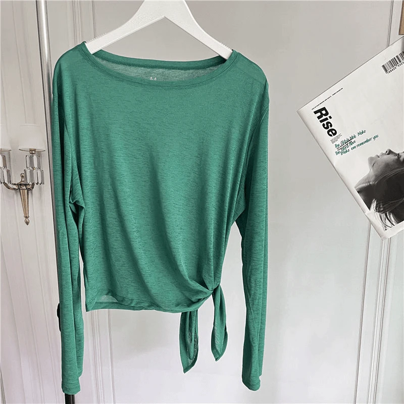 长袖显瘦瑜伽服上衣女罩衫时尚健身衣跑步运动T恤女晨跑服宽松薄