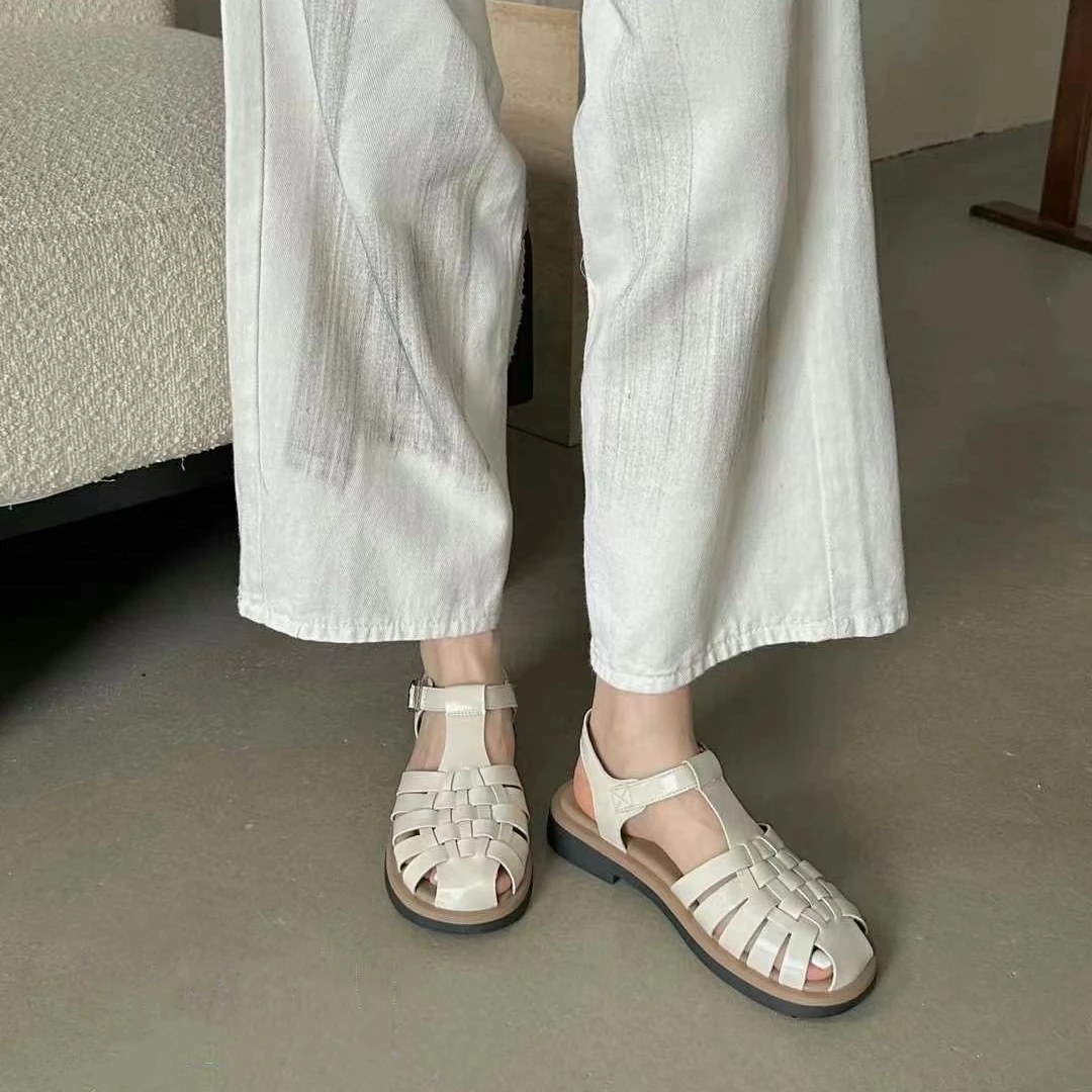 【IRT手工定制女鞋】包头罗马凉鞋女夏季新款编织镂空771-155