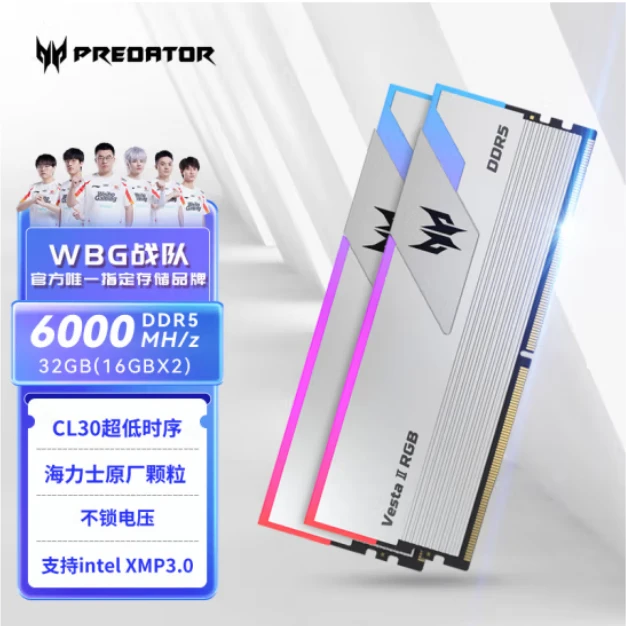 宏碁掠夺者炫光星舰RGB灯条32G(16G×2)DDR5 6000 C32台式机内存条