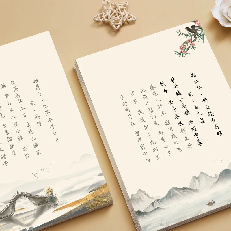 女生簪花小楷字帖纳兰性德饮水词漂亮字体唐诗宋词硬笔临摹书法纸