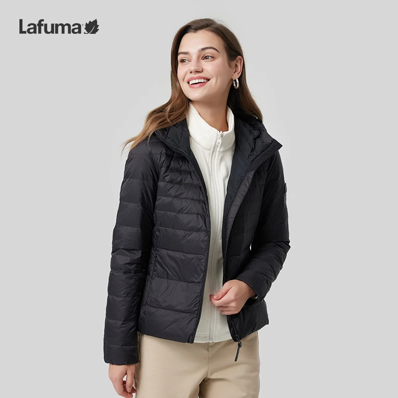 LAFUMA乐飞叶户外轻便鹅绒羽绒服情侣短款连帽防寒外套LFJU2DY60