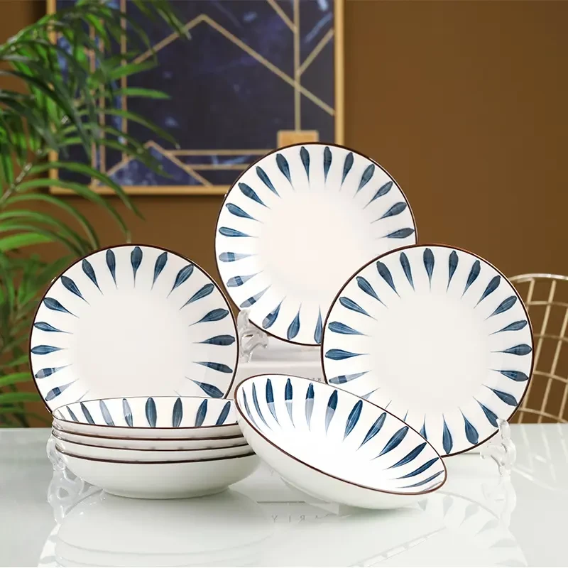 陶瓷盘家用菜盘饭盘水果盘陶瓷鱼盘蒸鱼盘子可微波炉碟子创意盘