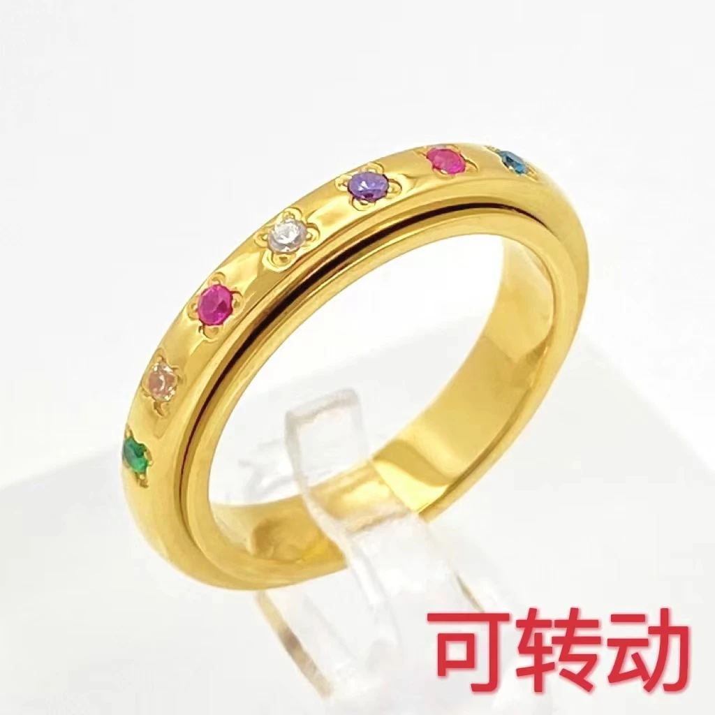 钛钢戒指 木木 （YM1128）可转动 闭口戒指