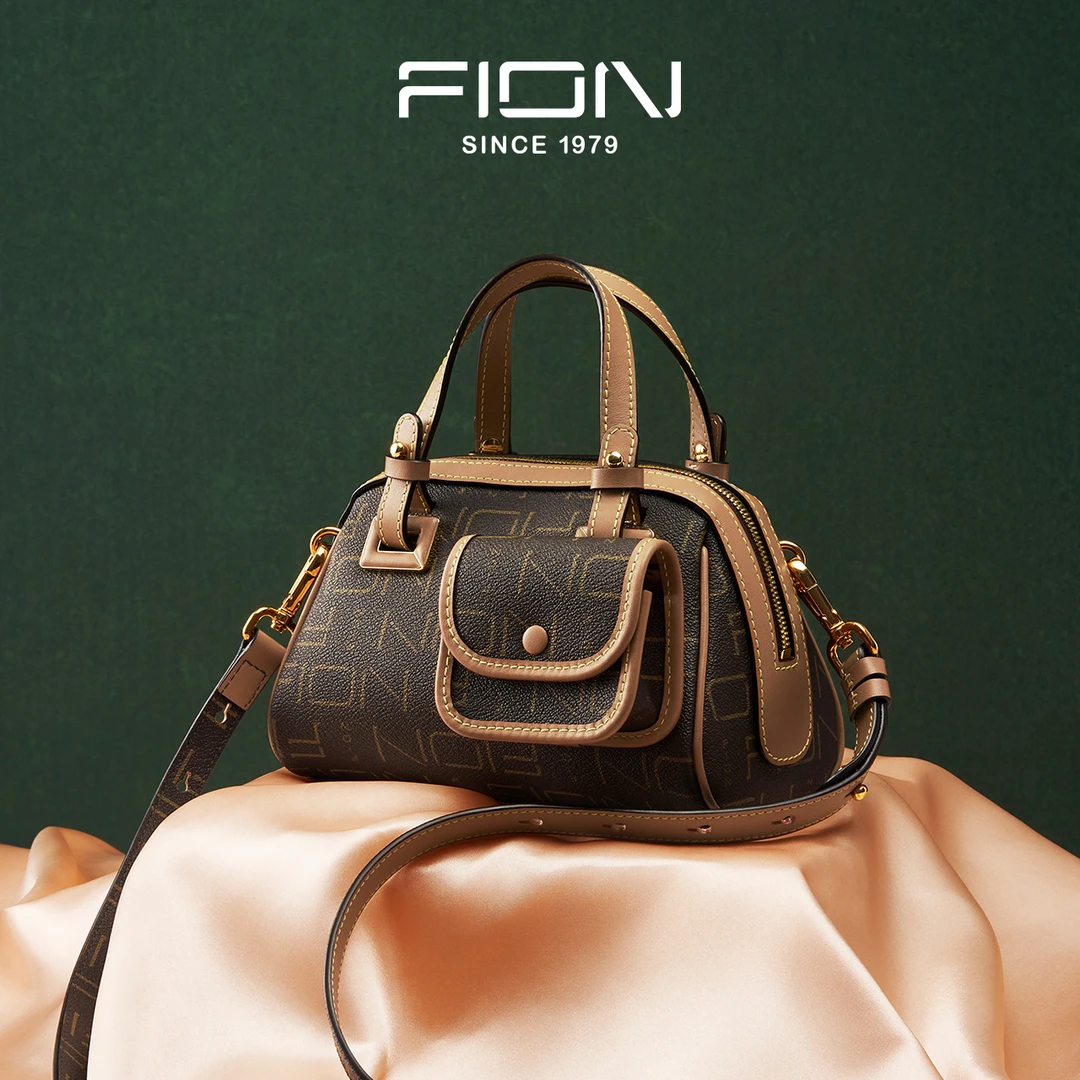 FION/菲安妮奥莱印花波士顿包时尚女士手提斜挎单肩包FAAFIFS276