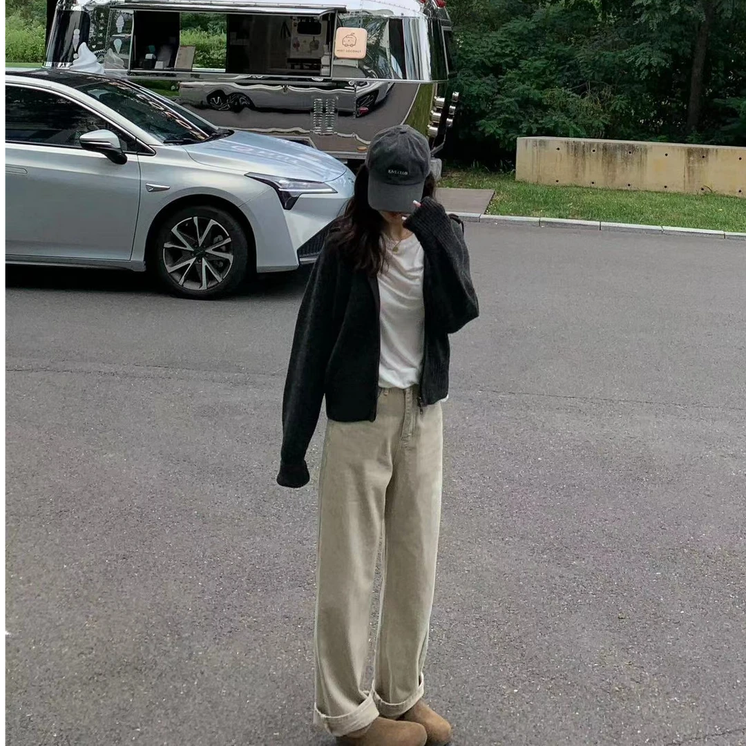 2024新款早秋冬季休闲简约外套上衣搭配休闲裤裤子显瘦百搭宽松