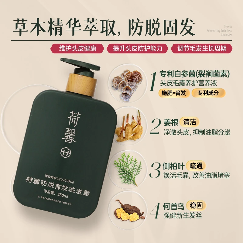 【真防脱真育发】荷馨白参菌防脱育发洗发露350ml固发洗发水-f2