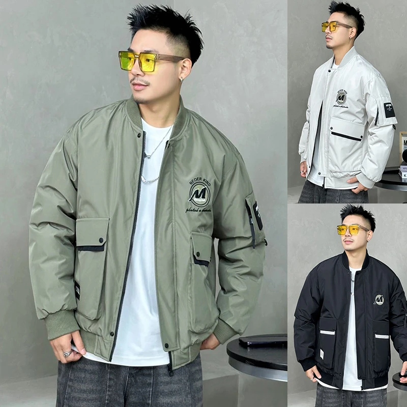 清货飞行员羽绒夹克加厚轻盈保暖6652休闲百搭棒球服时尚工装外套