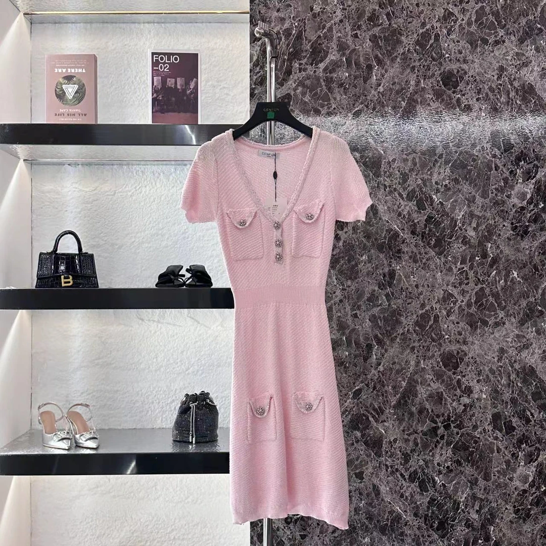 【CENFUN】 裙长袖针织时尚休闲女士夏季翻领E22115