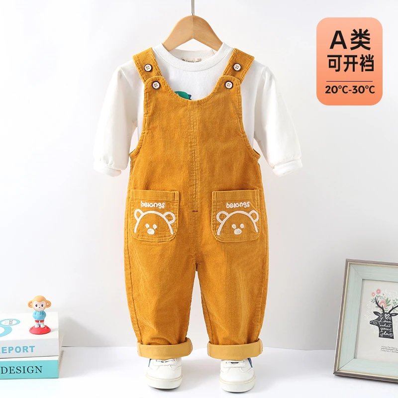 宝宝背带裤春秋纯棉男童新款儿童灯芯绒一岁女童婴儿裤子秋季