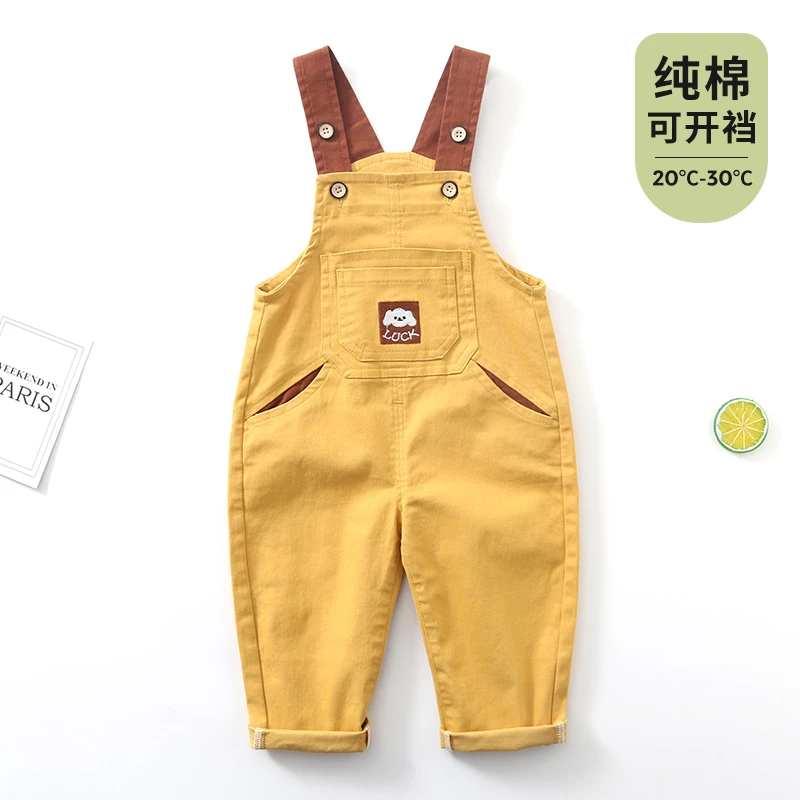 男宝宝背带裤0~3岁可开裆春秋装女童休闲长裤婴儿衣服童装