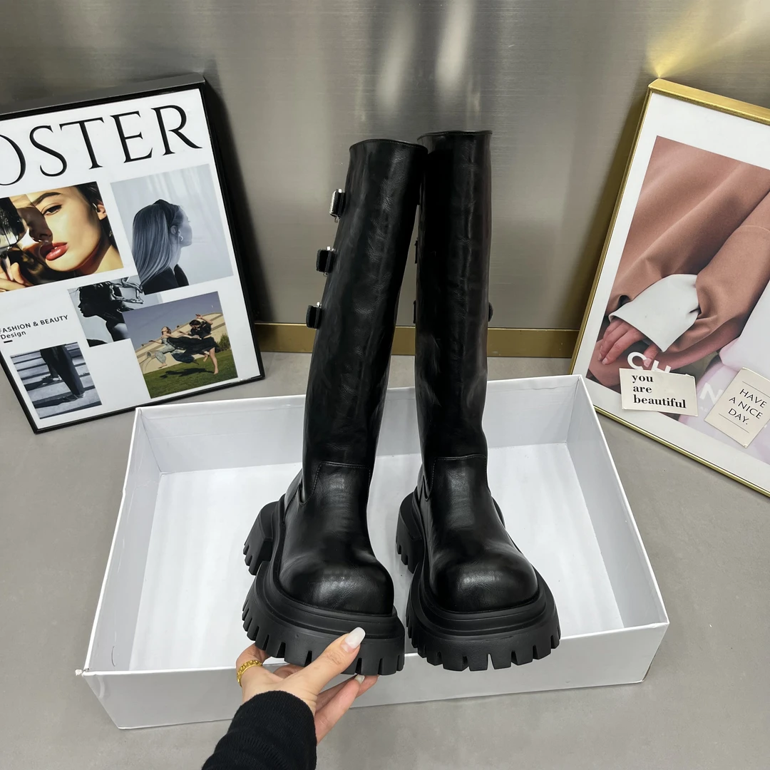 567-3超轻松糕厚底时尚一脚穿欧货高筒靴小个子大头长筒靴