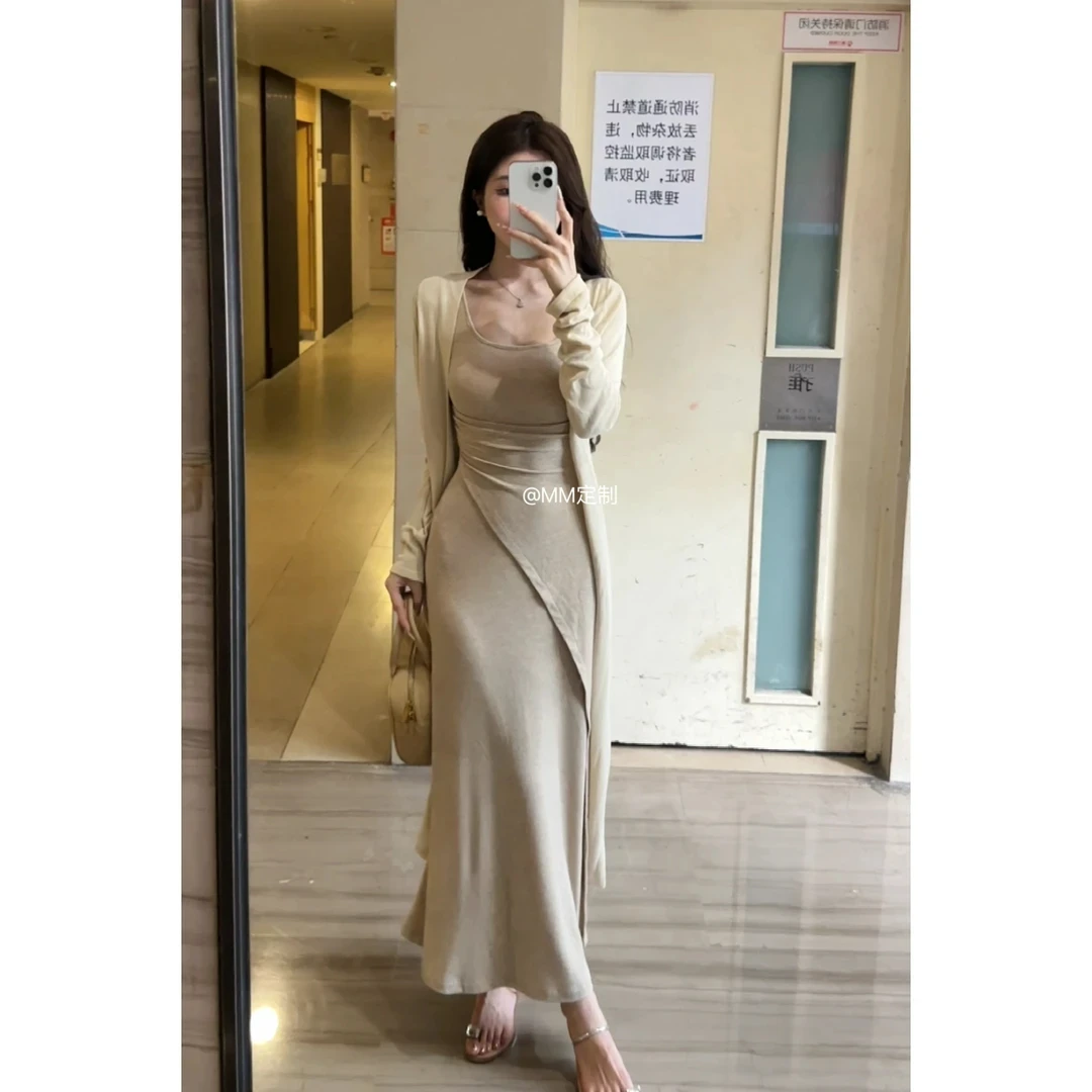 【画报美人】2024新款早秋轻奢时尚百搭网红显瘦秋季连衣裙套装A168