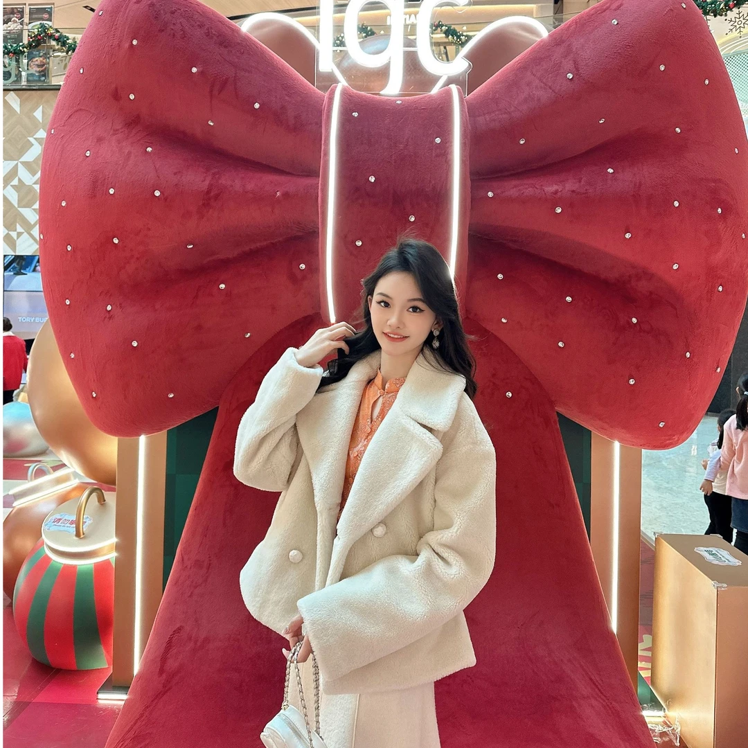 GIRDEAR/哥弟【云朵慕斯】时髦气质轻奢百搭绵羊毛泰迪外套1400771