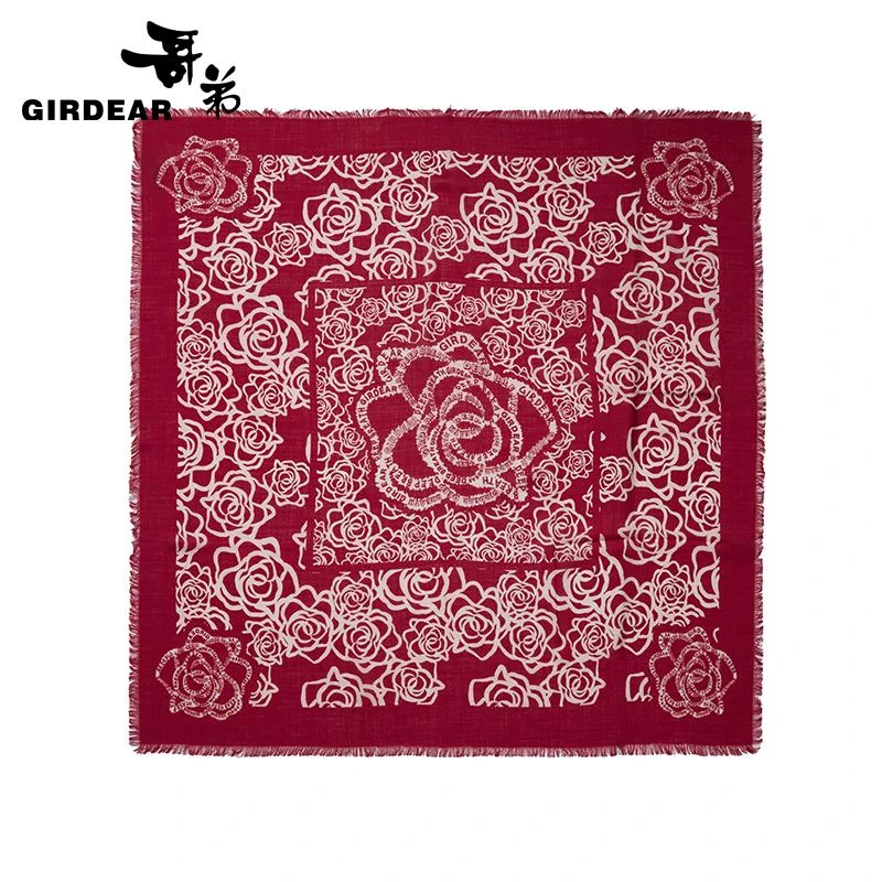 GIRDEAR/哥弟绽放系列玫瑰花图案丝巾1800013