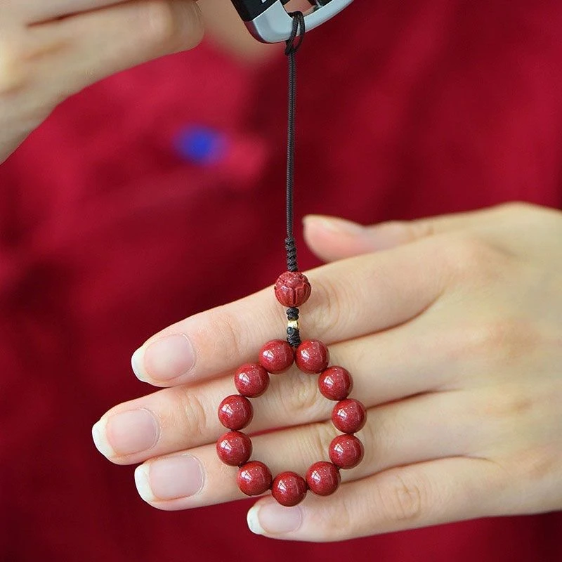 含辰砂工艺品朱砂手指手机链钥匙扣中国风手捻挂件本命年挂饰