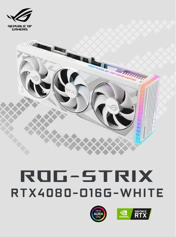 白色 ROG-STRIX-GeForce RTX 4080-O16G-WHITE 电竞游戏专业显卡
