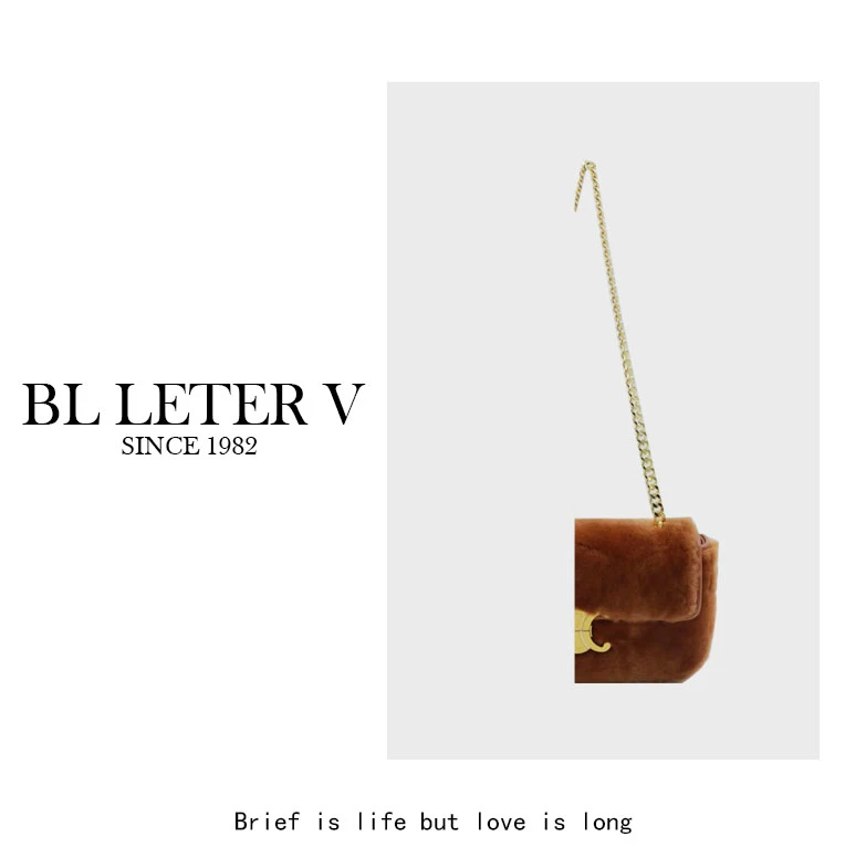 BL LETER V【CE澳羊毛】小众百搭秋冬毛绒单肩斜挎包