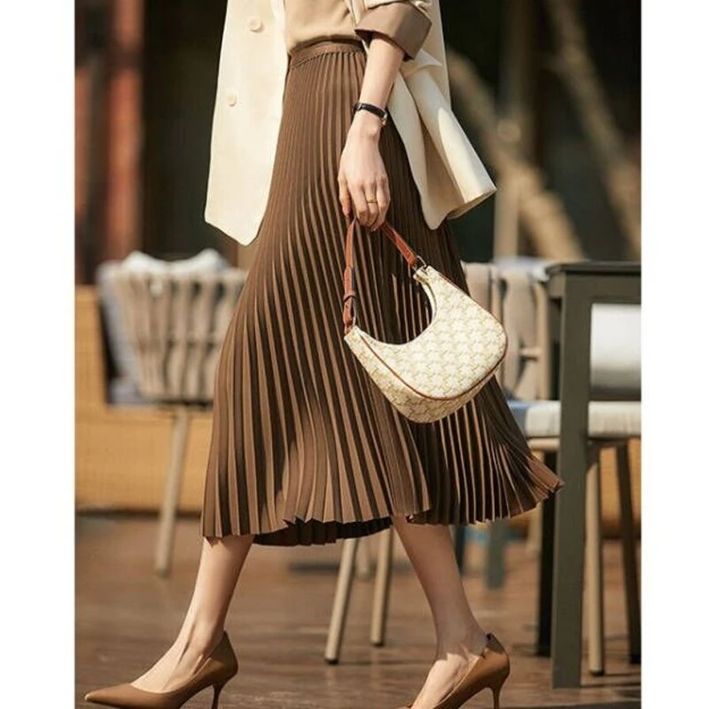 【艳子专属】摇曳赫本 巨显瘦新款百褶裙 半身裙 高腰A字裙子女