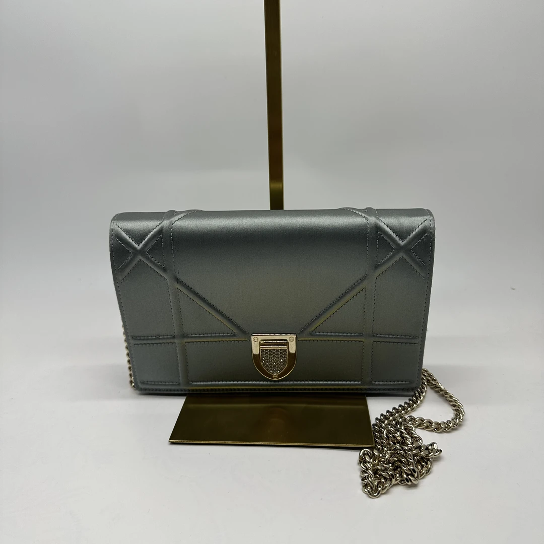 95新 DIOR/迪奥 叶奢中古/钻扣链条斜挎包/892221