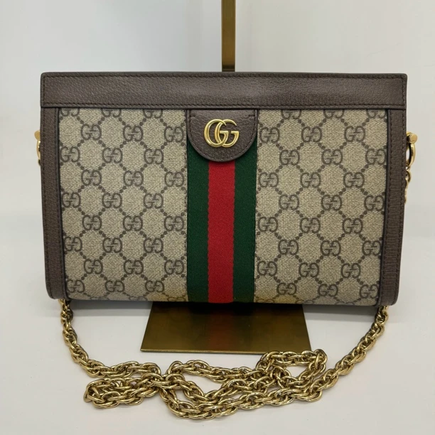 95新 GUCCI/古驰 叶奢中古/老花夹子链条包/892174