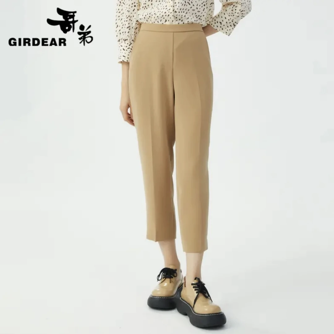 GIRDEAR/哥弟夏冬新款通勤时尚修身中高腰直筒九分裤1100279