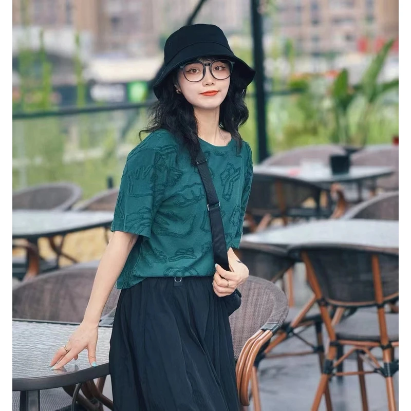 GIRDEAR/哥弟夏季新款时尚宽松百搭短款圆领潮流T恤1300790休闲