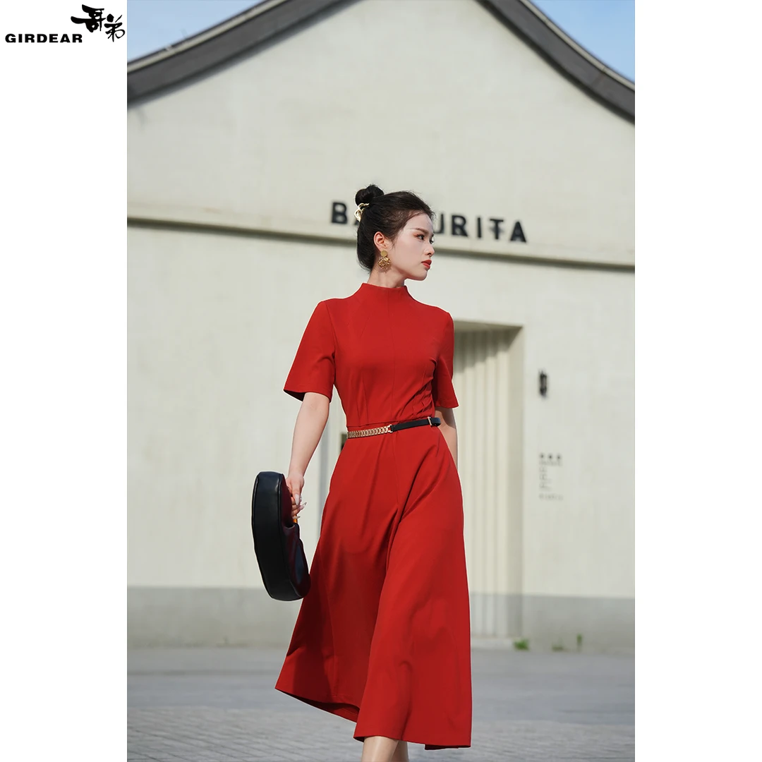 GIRDEAR/哥弟春季新款爆款大气百搭洋气显瘦连衣裙后妈裙1500531