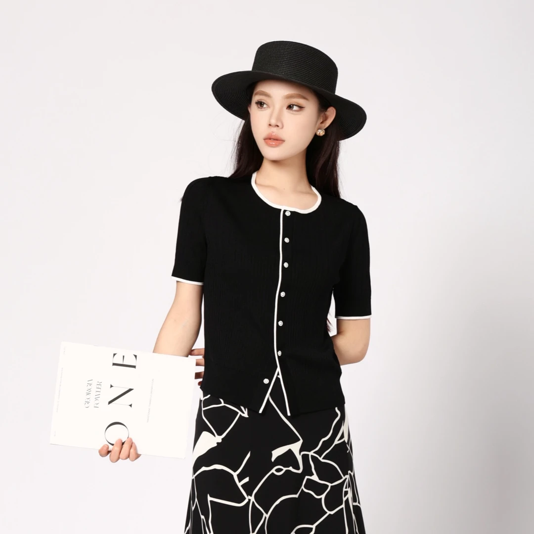 GIRDEAR/哥弟冬季新款休闲时尚洋气百搭圆领针织开衫1499193