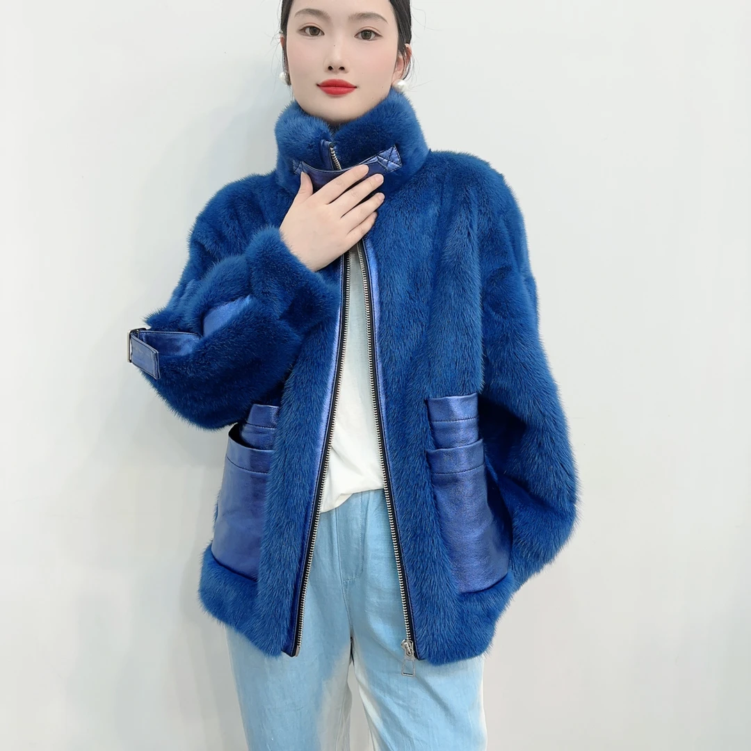 【左娜皮草】 XLD2016设计师短款立领水貂外套冬季