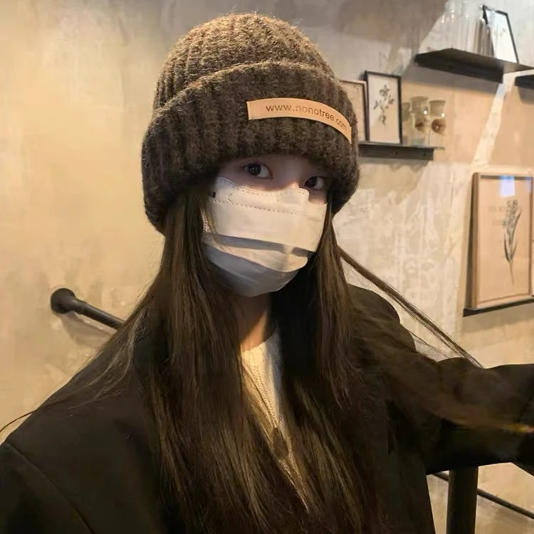 帽子新款冬季保暖针织帽子女韩版柔暖骑行防寒大版ins潮款毛线帽