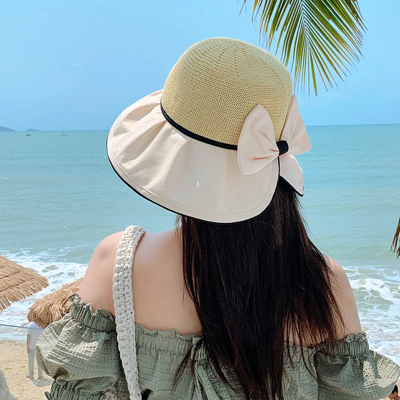 帽子女款2024新款夏季韩版大檐盆帽出游百搭遮阳防晒帽优雅渔夫帽