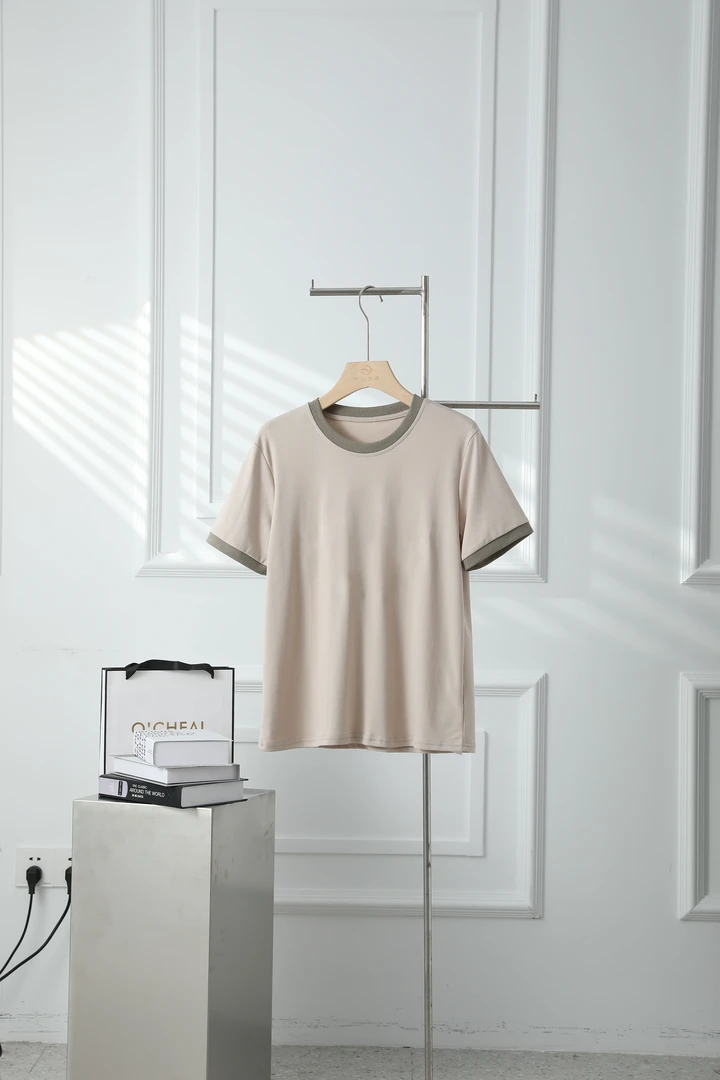 DYY【200】夏季柔软轻弹小立圆领半袖打底衫女上衣