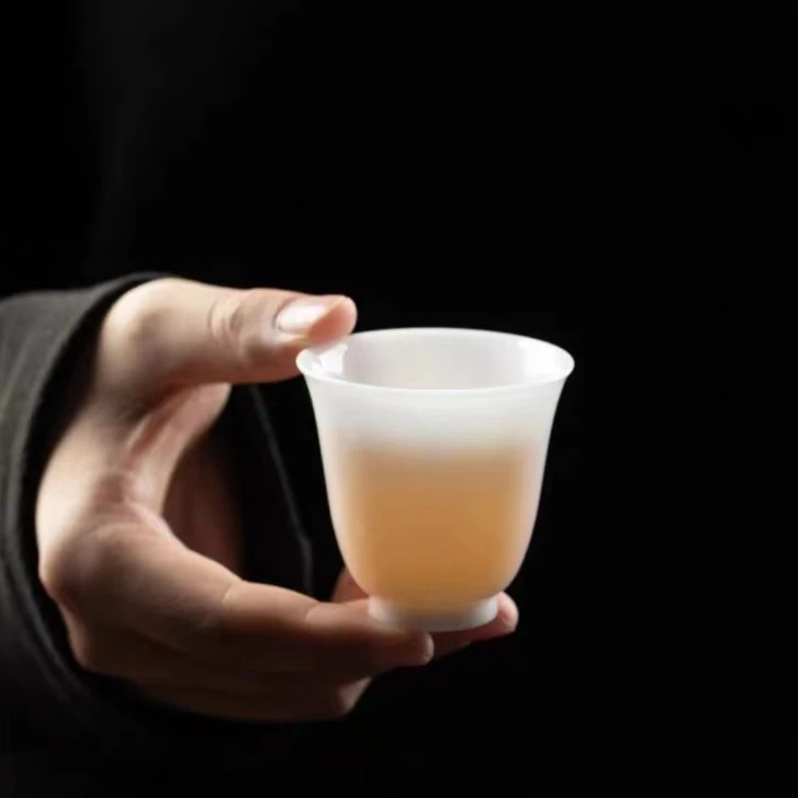 【冰种玉瓷】高端薄胎冰种玉瓷手工茶杯羊脂玉瓷白瓷品茗杯闻香杯