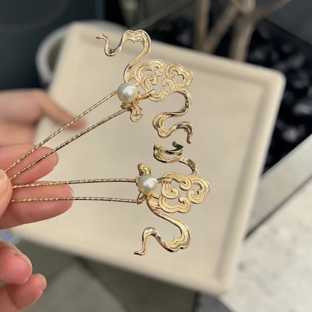 祥云掩鬓电泳保色u簪古风汉服配饰仙气发簪