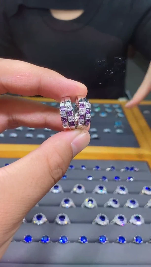 【闪购商品】彩色蓝宝石戒指银S925镶嵌113