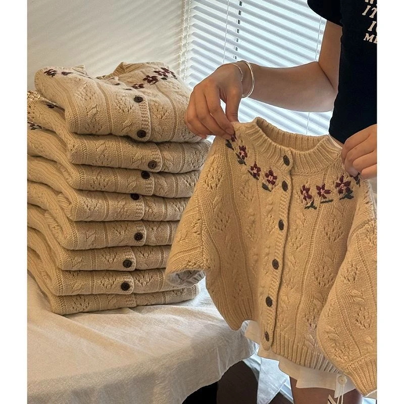 韩国童装女童针织开衫春秋新款儿童小中大童毛衣宝宝时髦长袖外套